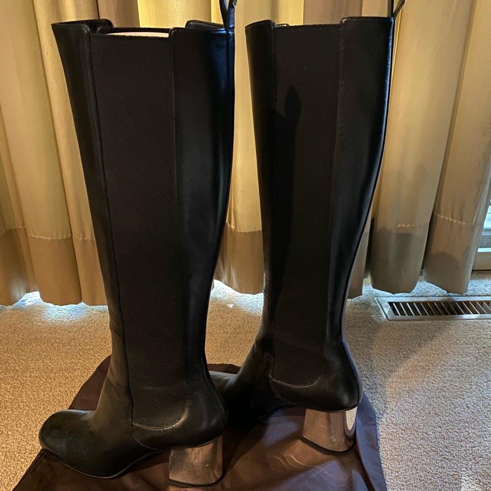 Gucci tall leather boots with mirror heel - Picture 3 of 14